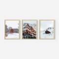 Zestaw obrazy w ramie, plakaty - zima, śnieg, góry - rama drewno