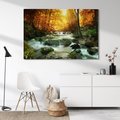 Obraz na płótnie - las, wodospad, jesień