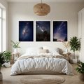 Zestaw obrazy w ramie, plakaty - gwiazdy, noc, galaktyka - rama biała