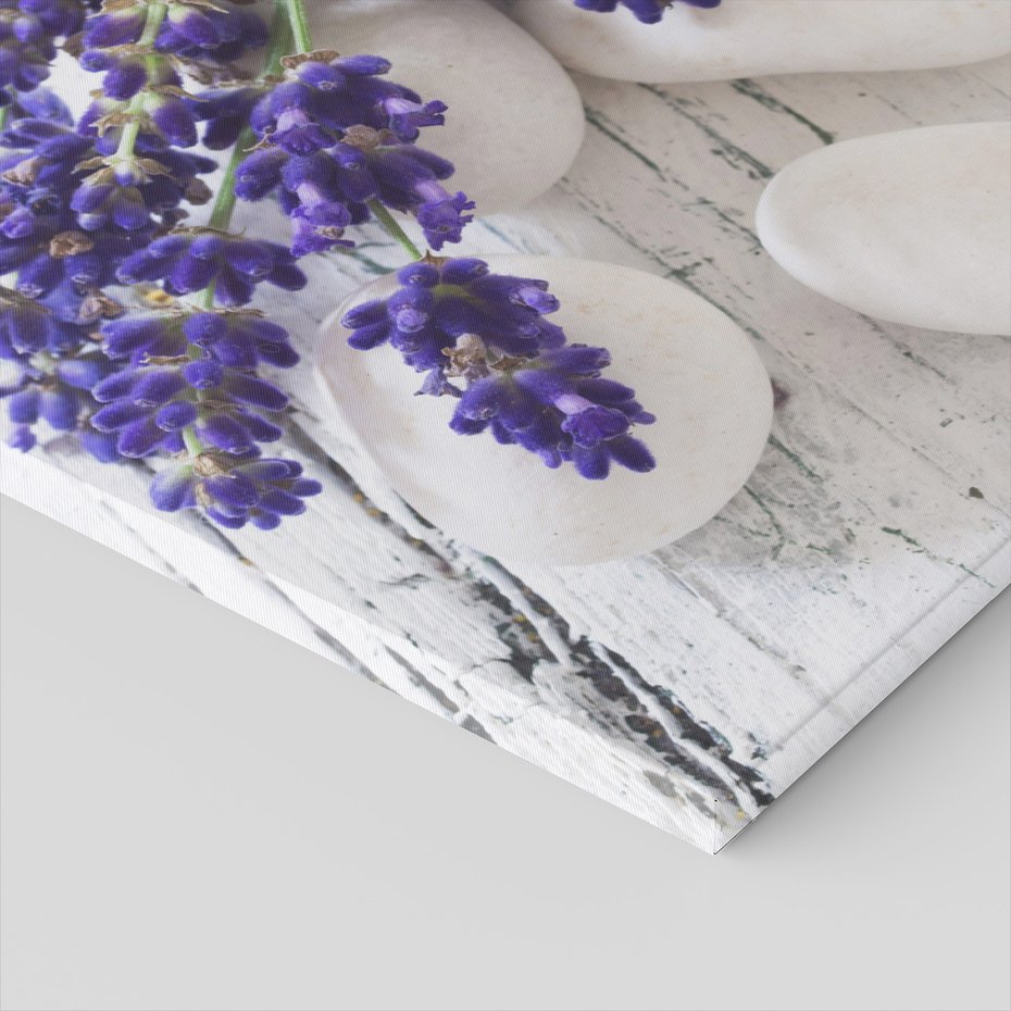 Obraz na płótnie - lawenda, kamienie, kwiaty