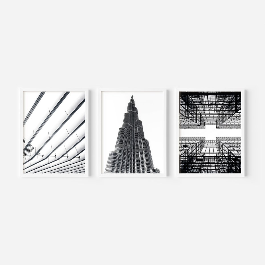 Zestaw obrazy w ramie, plakaty - architektura,budynek,struktura - rama biała