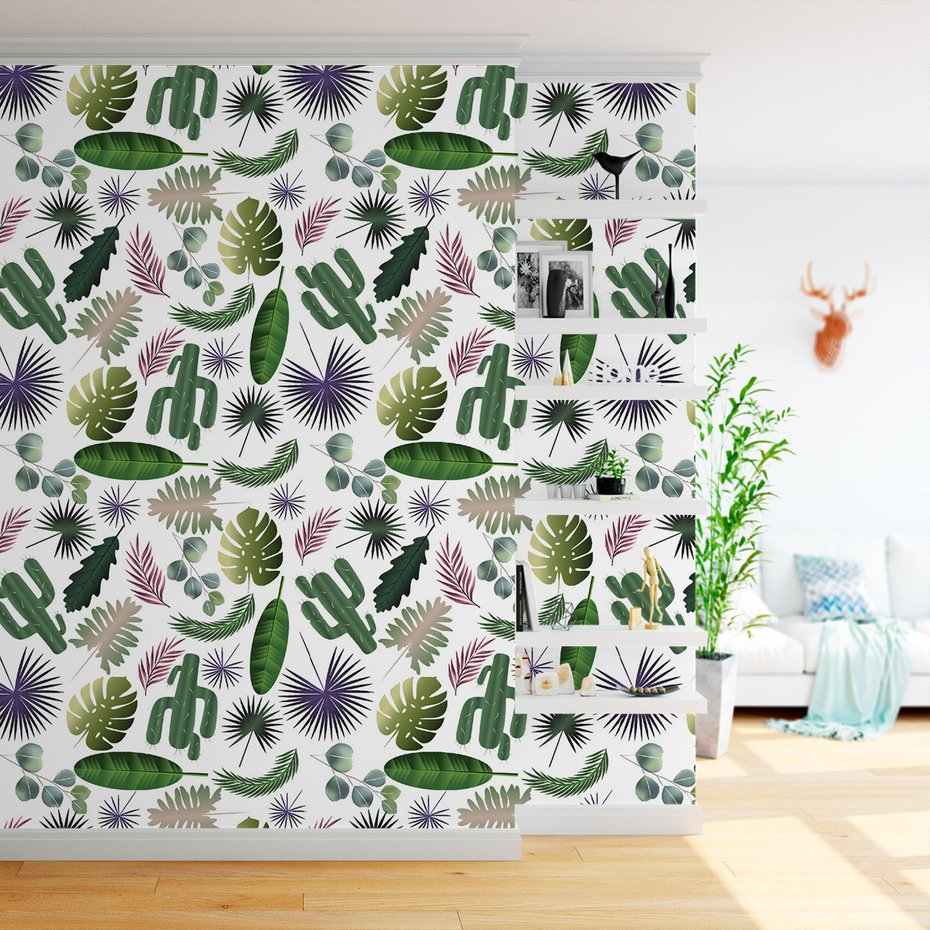 Tapeta - liście, kaktus, rośliny