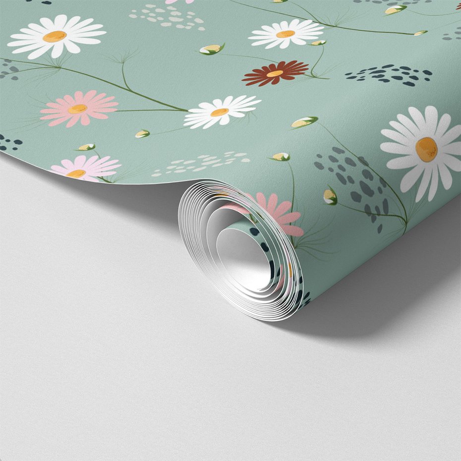 Tapeta - kwiaty, kropki, elegancja