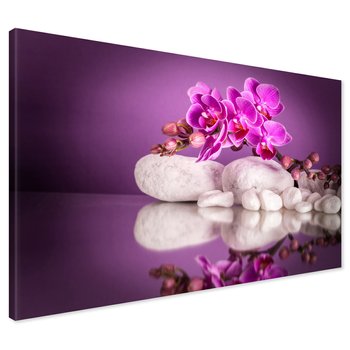 Obraz na płótnie - kwiaty, kamienie, odbicie