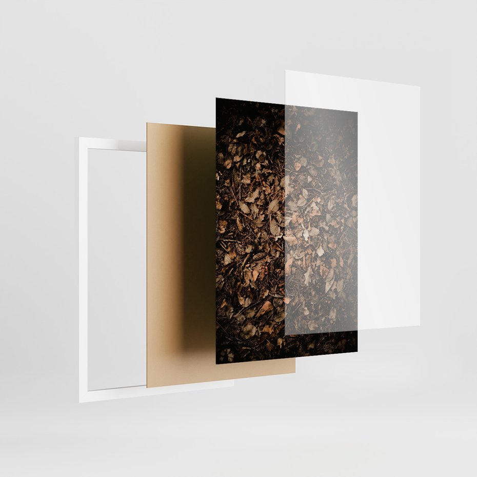 Zestaw obrazy w ramie, plakaty - liście, jesień, brązowy - rama biała