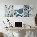 Zestaw obrazy w ramie, plakaty - zima, śnieg, góry - rama biała