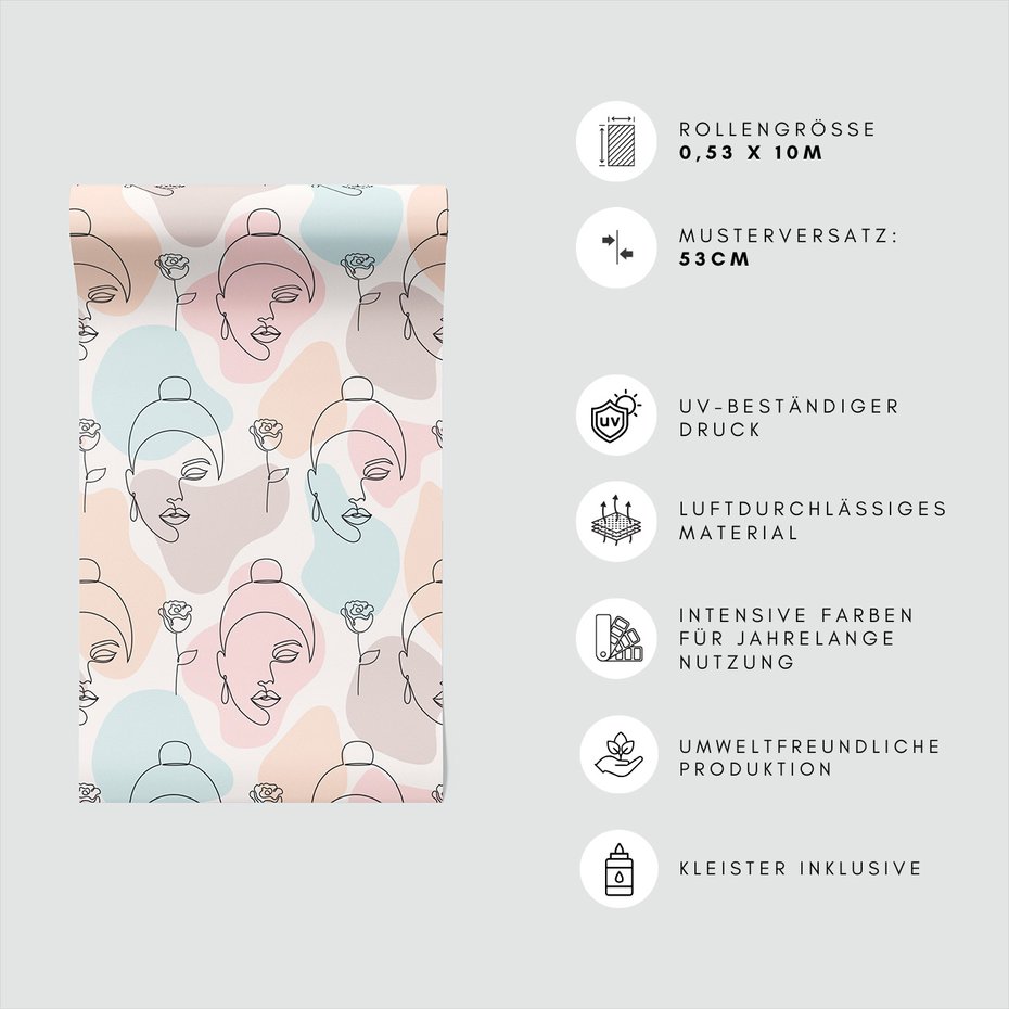 Tapeta - kobieta, twarz, róża