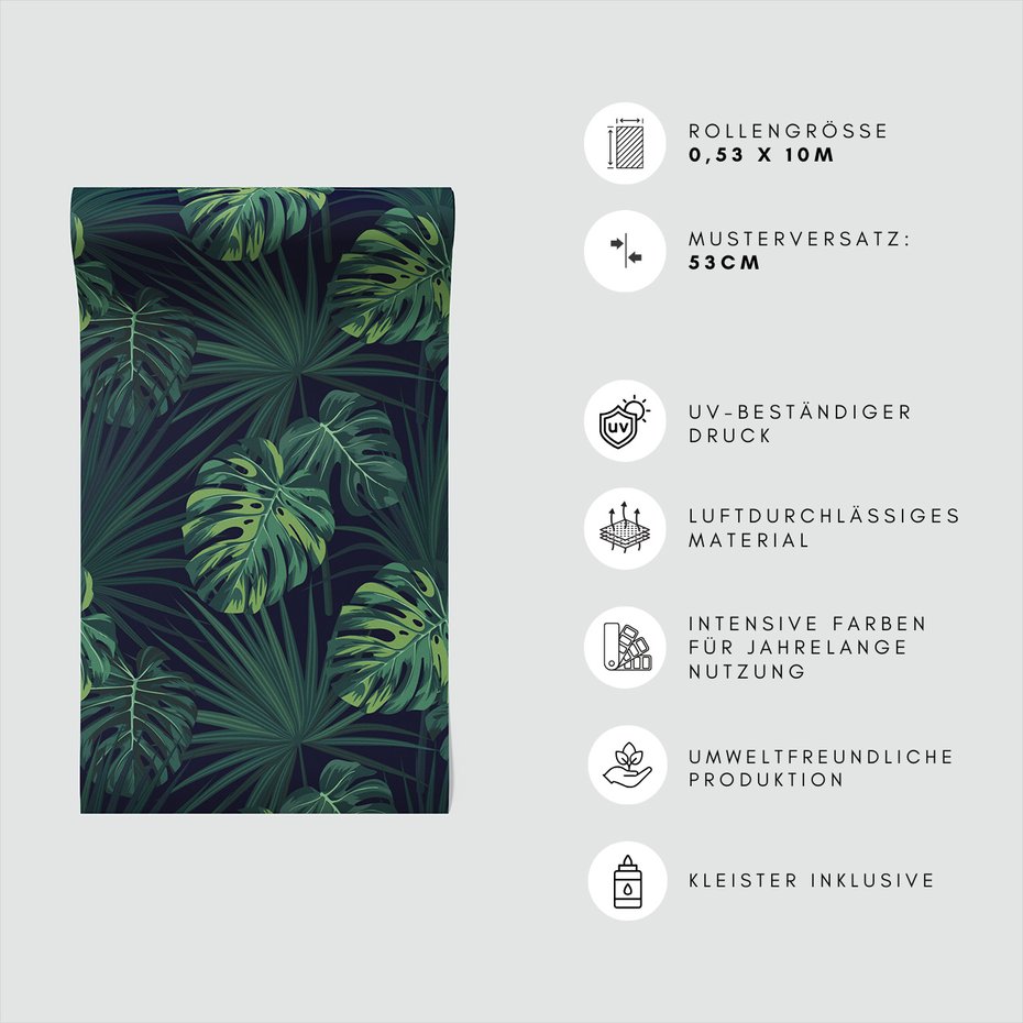 Tapeta - liście, monstera, palmy