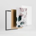 Zestaw obrazy w ramie, plakaty - liście, pastelowe, botaniczne - rama czarna