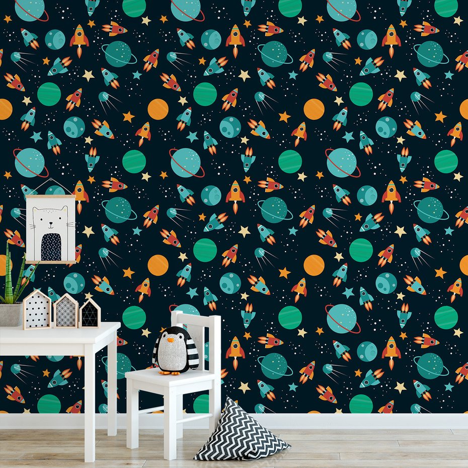 Tapeta - dziecięca, kosmos, planety,