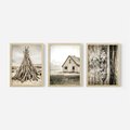 Zestaw obrazy w ramie, plakaty - vintage, dom, drewno - rama drewno