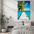 Obraz na płótnie - palma, morze, pomost