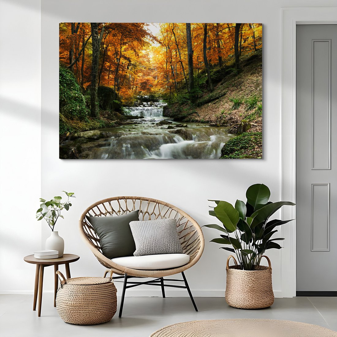 Obraz na płótnie - jesień, wodospad, las