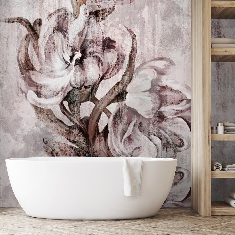 Fototapeta - loft, kwiaty, trawy