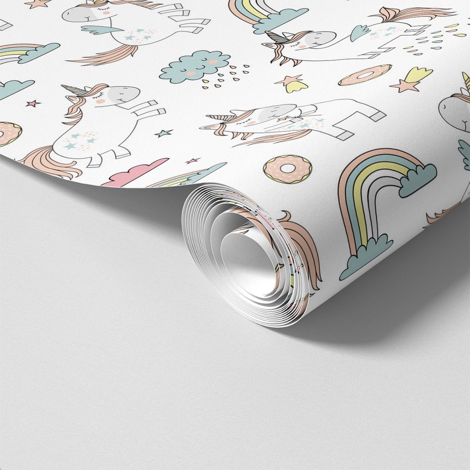 Tapeta - dziecięca, jednorożec, tęcza, chmura