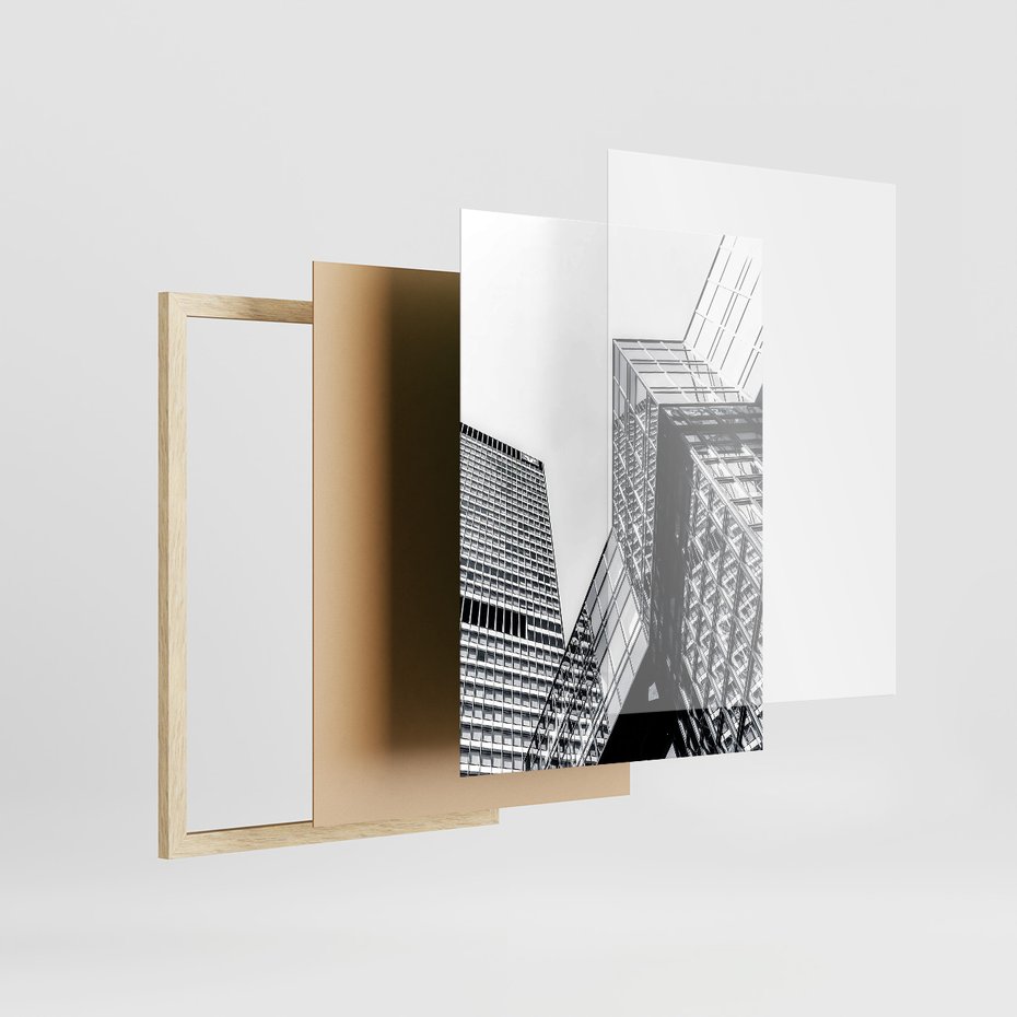 Zestaw obrazy w ramie, plakaty - architektura, budynki, miejski - rama drewno