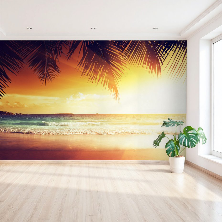 Fototapeta - plaża, morze, palmy