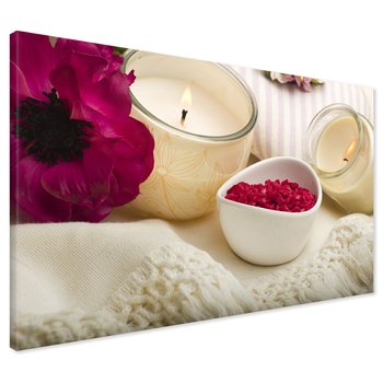 Obraz na płótnie - świece, kwiat, relaks