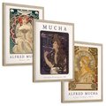 Zestaw obrazy w ramie, plakaty - Mucha, secesja, artystyczne - rama drewno