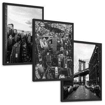 Zestaw obrazy w ramie, plakaty - miasto, budynki, most - rama czarna