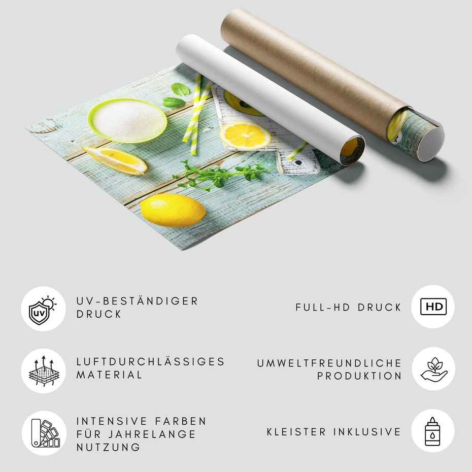 Fototapeta - cytryna, napój, mieta