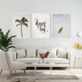 Zestaw obrazy w ramie, plakaty - palma, ananas, tropikalny - rama biała