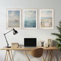 Zestaw obrazy w ramie, plakaty - morze, chmury, abstrakcja - rama drewno