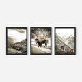 Zestaw obrazy w ramie, plakaty - krajobraz, zwierzę, góry - rama czarna