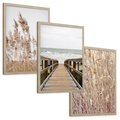 Zestaw obrazy w ramie, plakaty - trzcina, plaża, morze - rama drewno