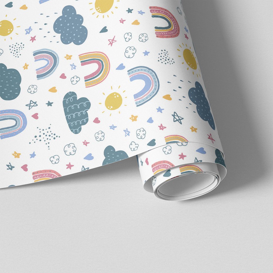 Tapeta - dziecięca, chmura, słońce, tęcza