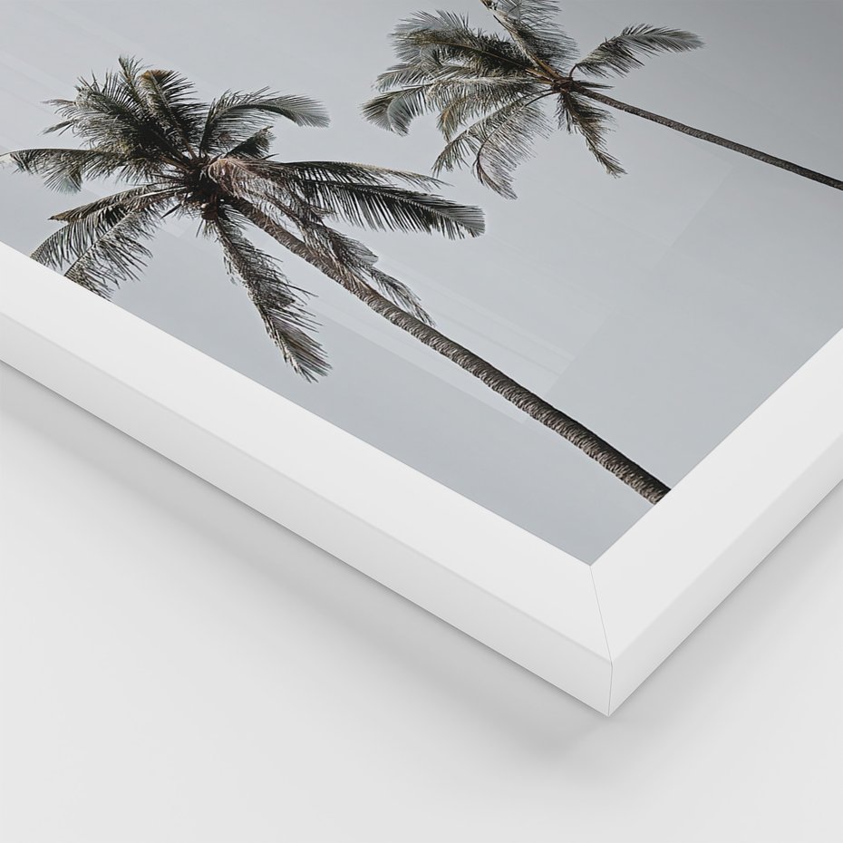 Zestaw obrazy w ramie, plakaty - palmy, morze, relax - rama biała