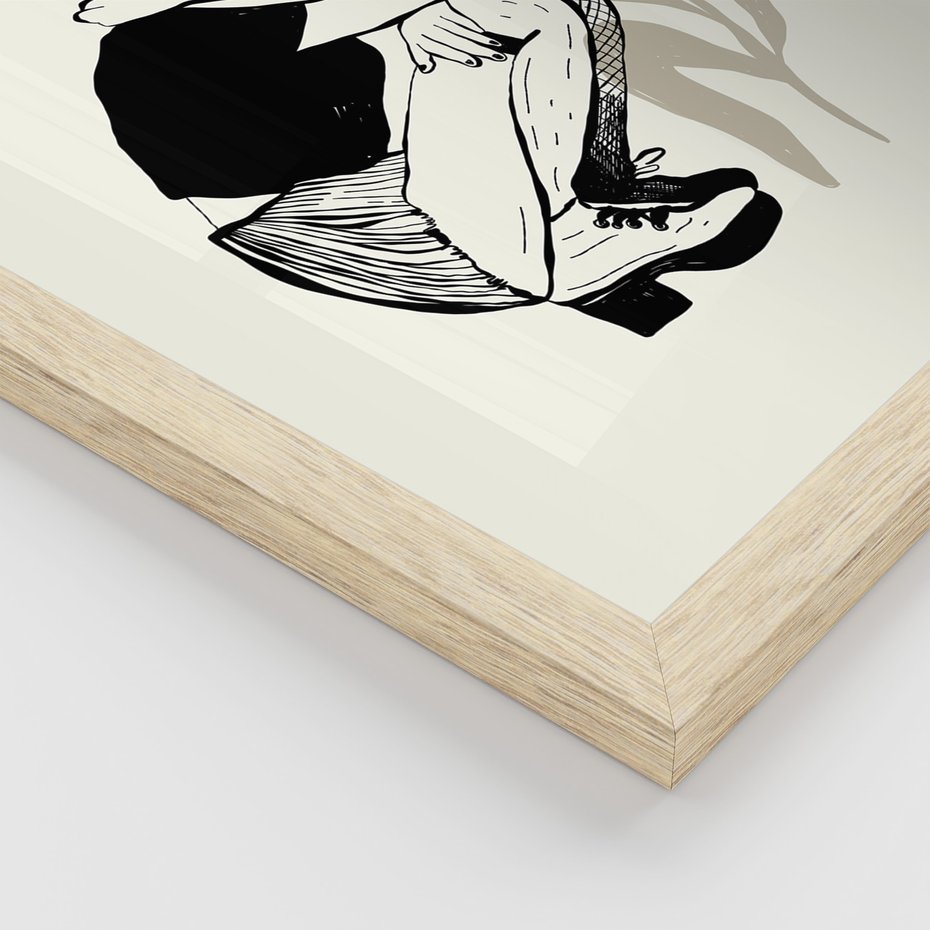 Zestaw obrazy w ramie, plakaty - rysunek, kobieta, kwiat - rama drewno