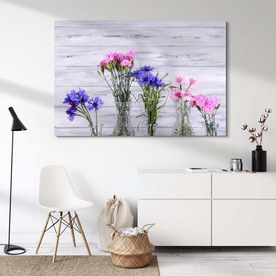 Obraz na płótnie - kwiaty, wazon, kompozycja