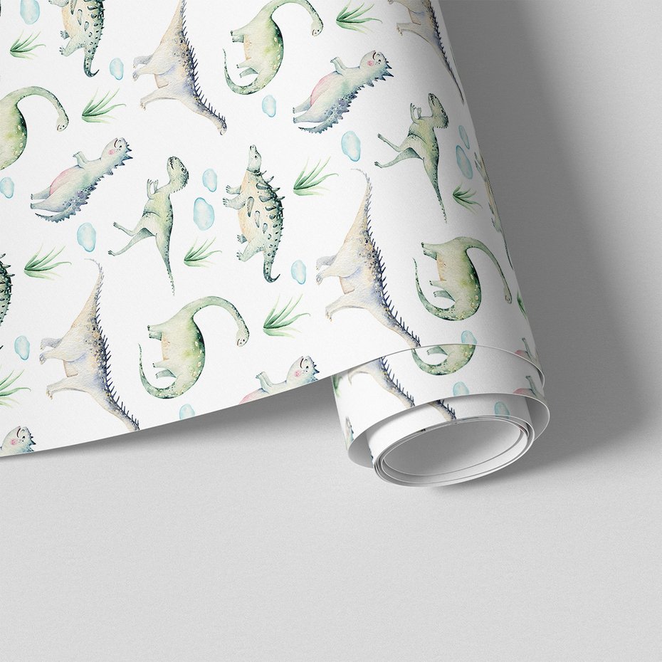 Tapeta - dziecięca, dinozaury, trawa, chmury