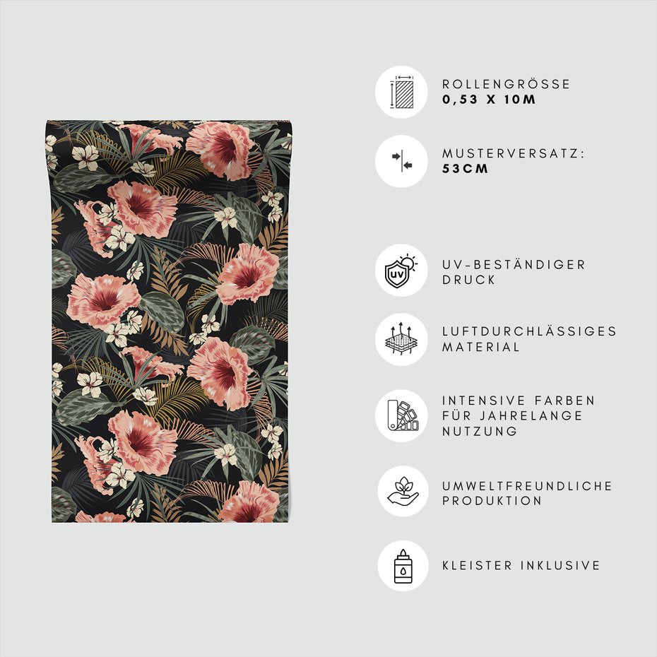 Tapeta - kwiaty, liście, tropiki