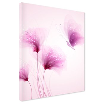 Obraz na płótnie - kwiaty, motyl, abstrakcja