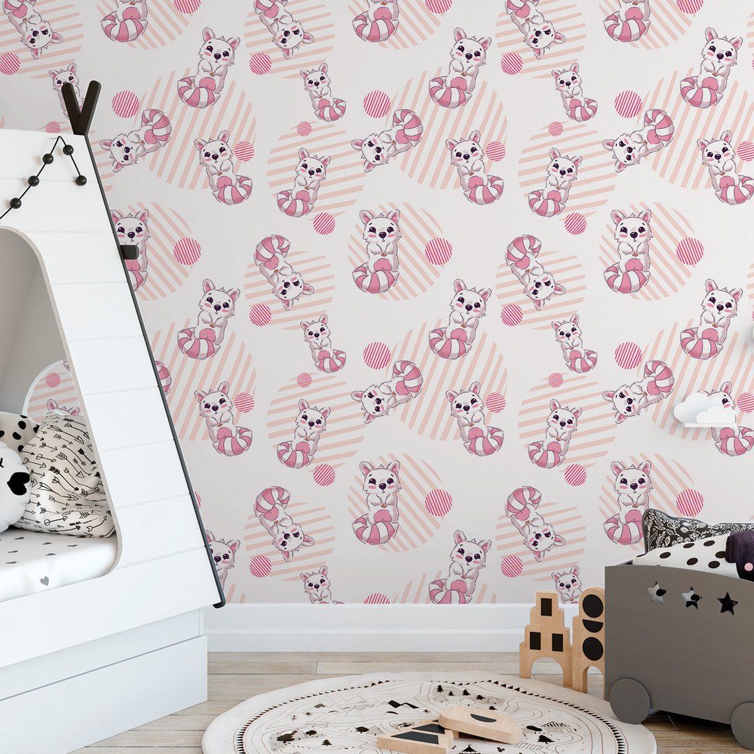 Tapeta - dziecięca, lisek, ogon,