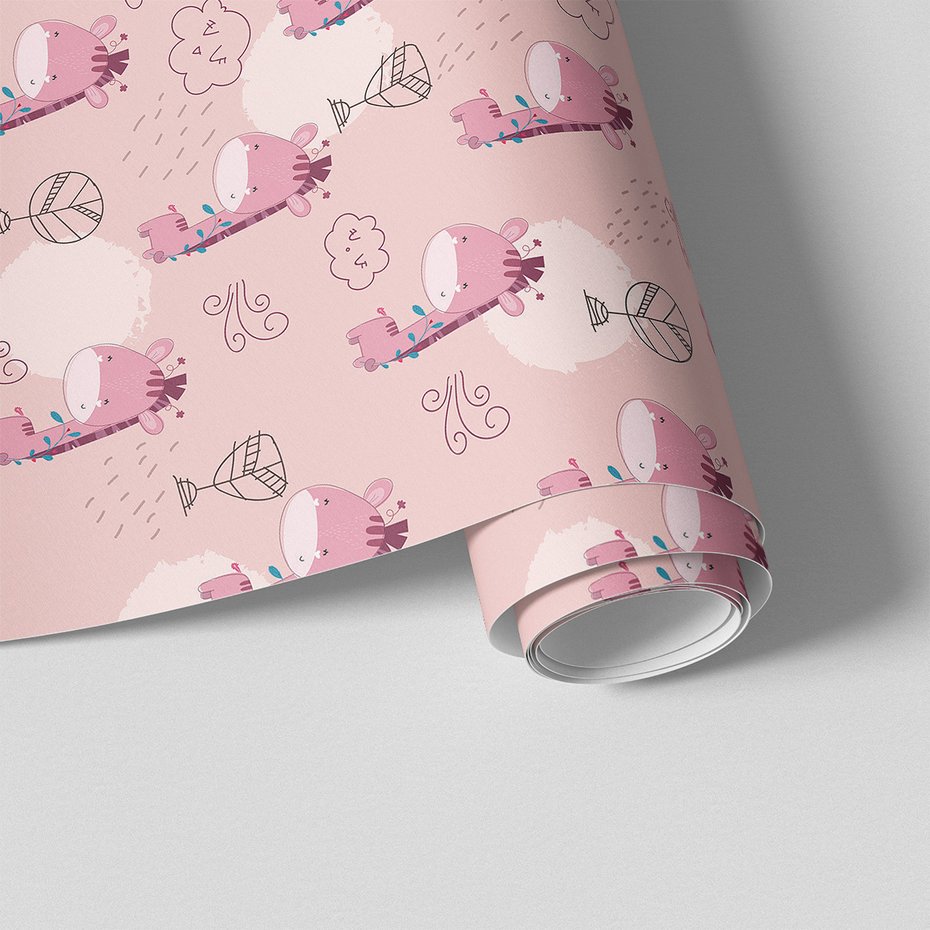 Tapeta - dziecięca, żyrafa, chmura, wiatr