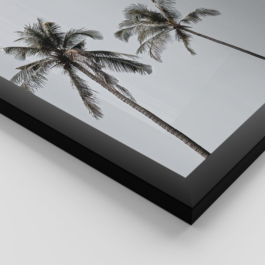 Zestaw obrazy w ramie, plakaty - palmy, morze, relax - rama czarna