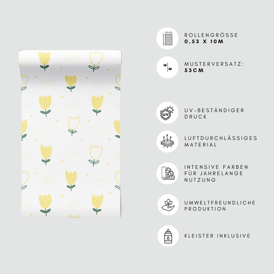 Tapeta - kwiaty, kropki, ilustracja