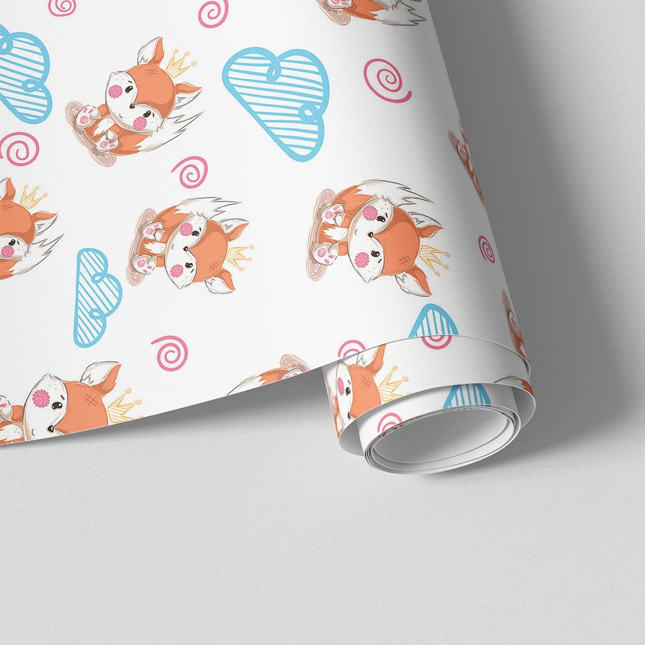 Tapeta - dziecięca, lisy, korona, chmury