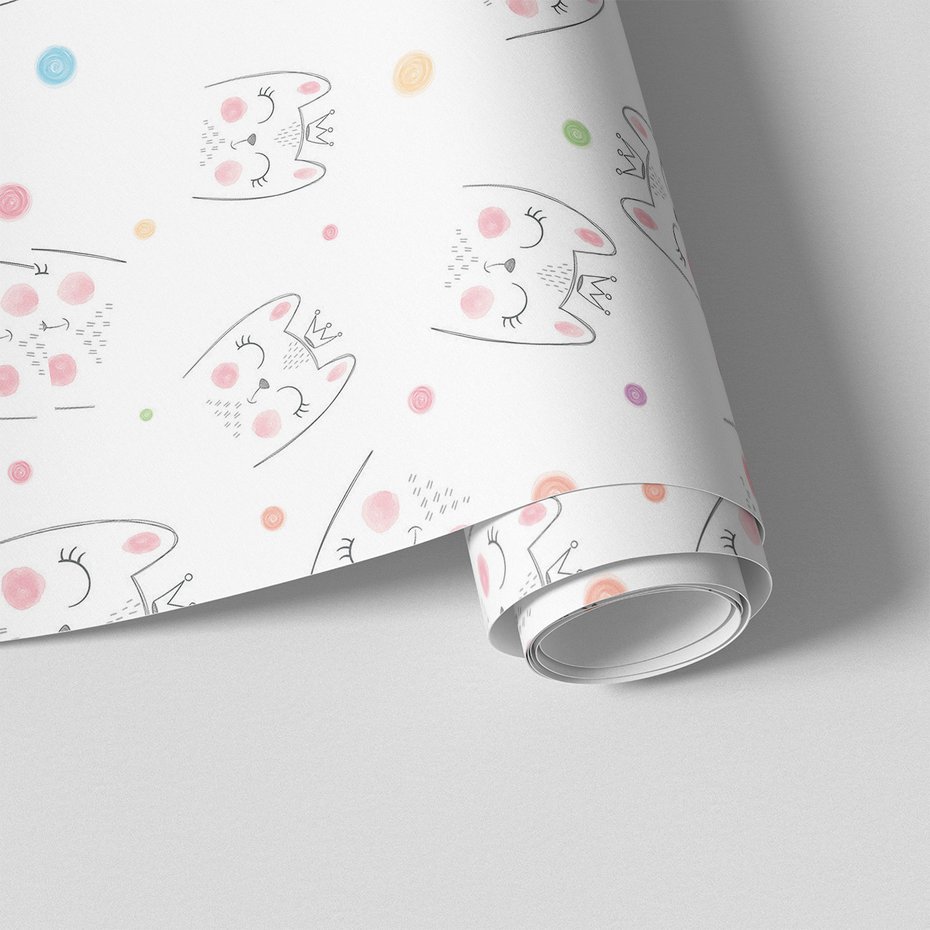 Tapeta - dziecięca, koty, korony,