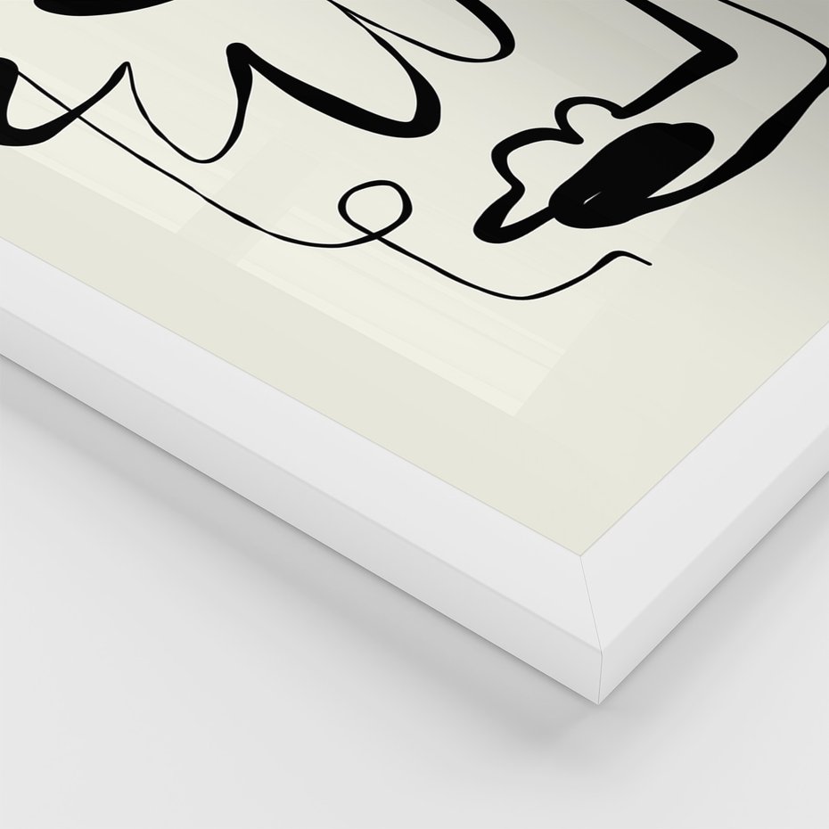 Zestaw obrazy w ramie, plakaty - abstrakcja, rysunek, minimalizm - rama biała