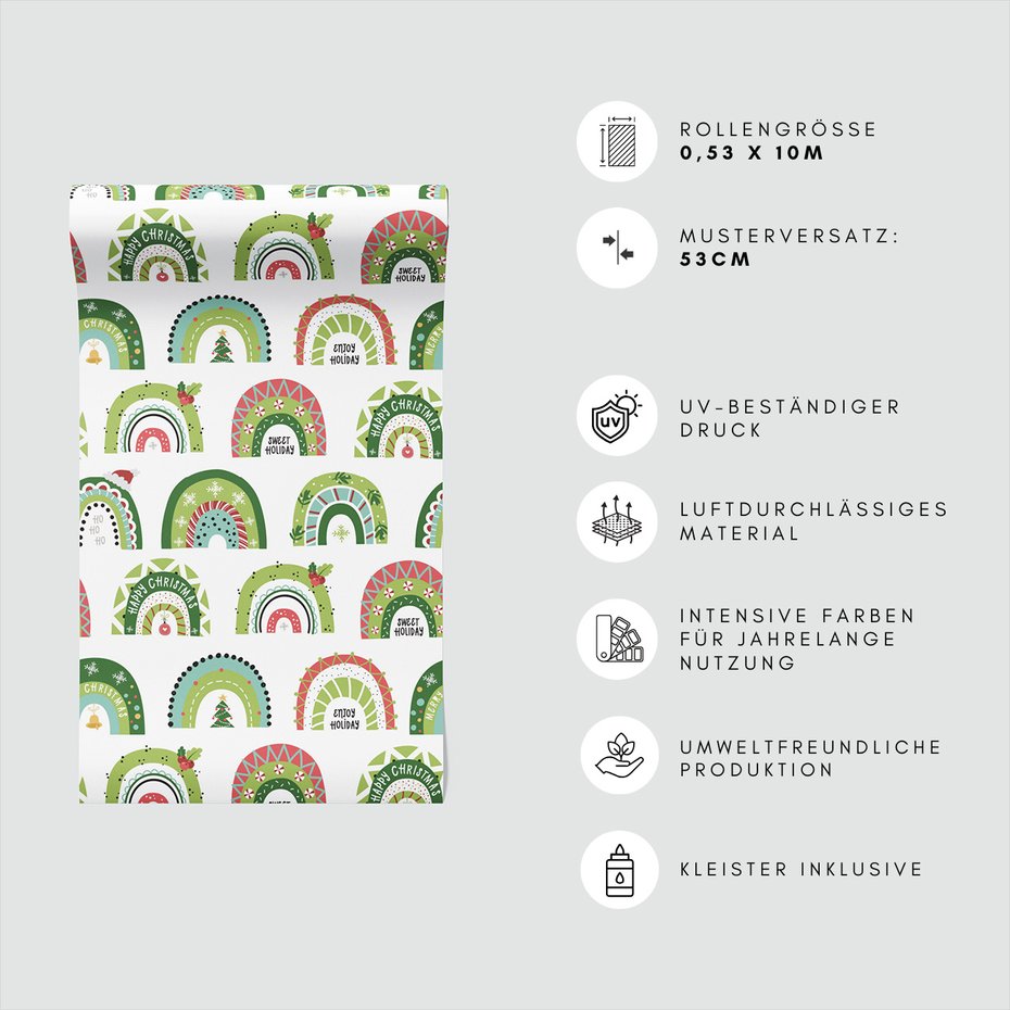Tapeta - dziecięca, tęcza, święta, choinka
