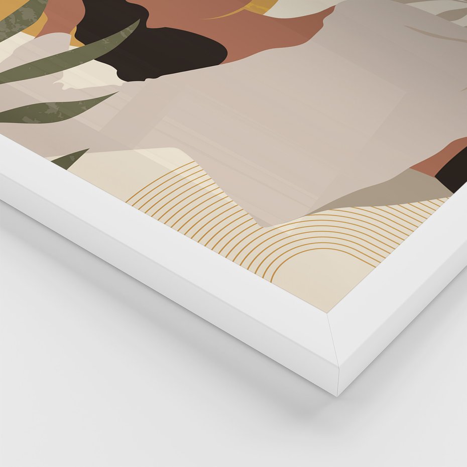 Zestaw obrazy w ramie, plakaty - kobiety, abstrakcja, boho - rama biała