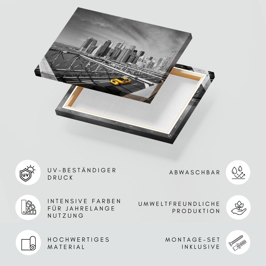 Obraz na płótnie - miasto, most, taksówka