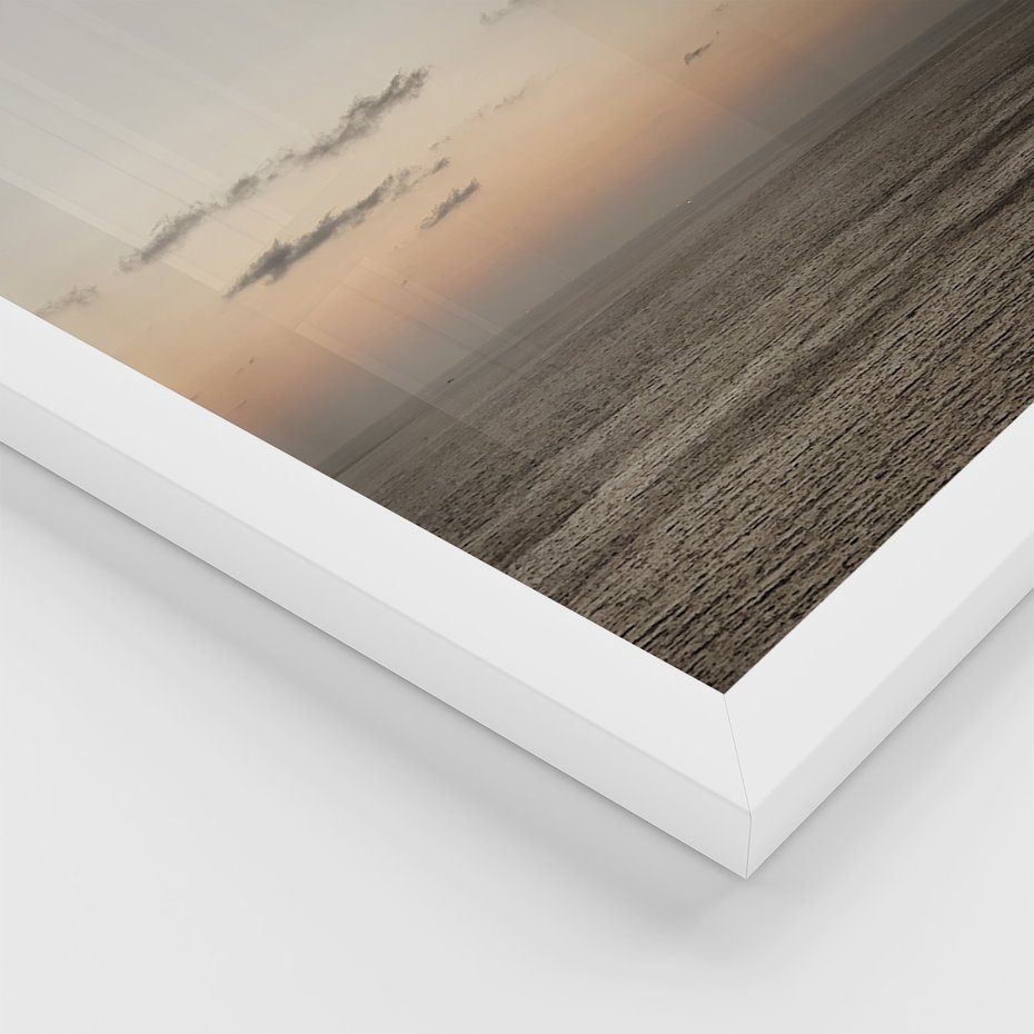 Zestaw obrazy w ramie, plakaty - palmy, ocean, liście - rama biała