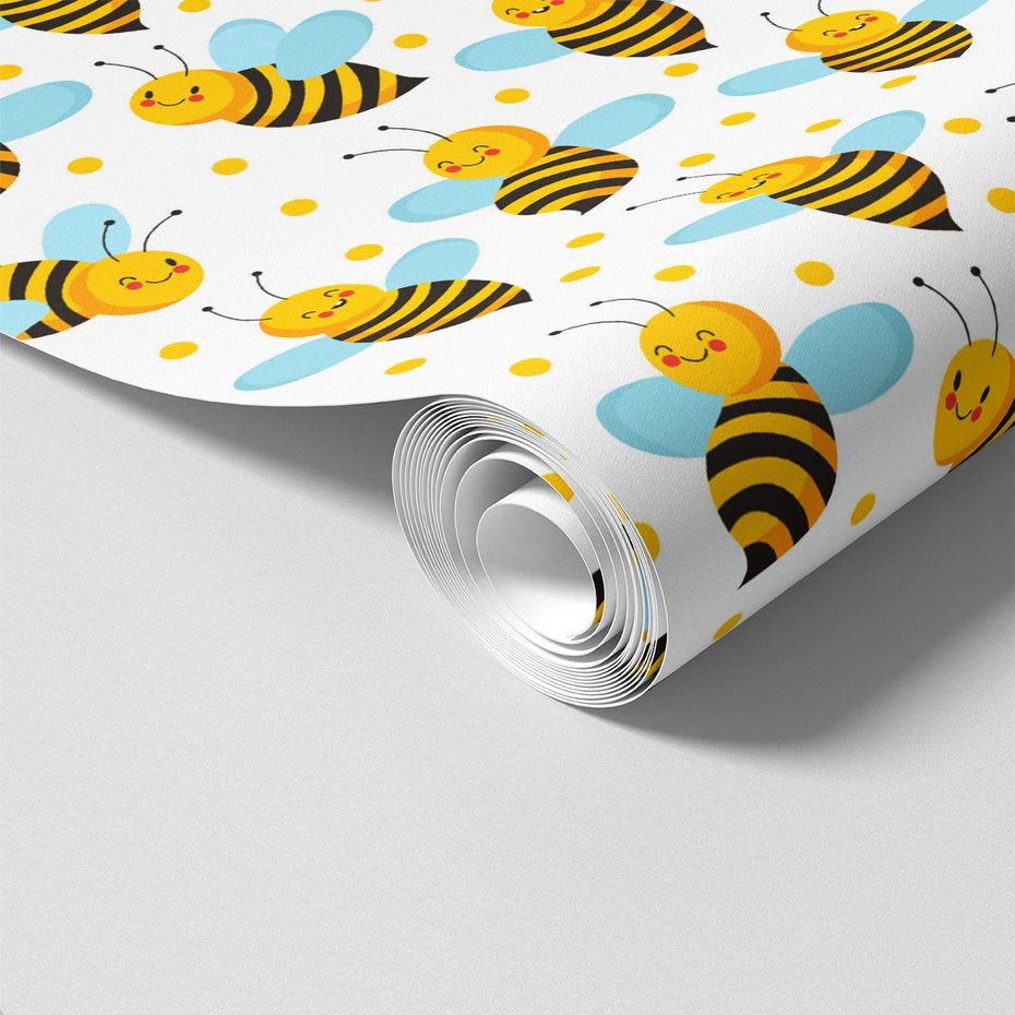 Tapeta - dziecięca, pszczoły, kropki, tło