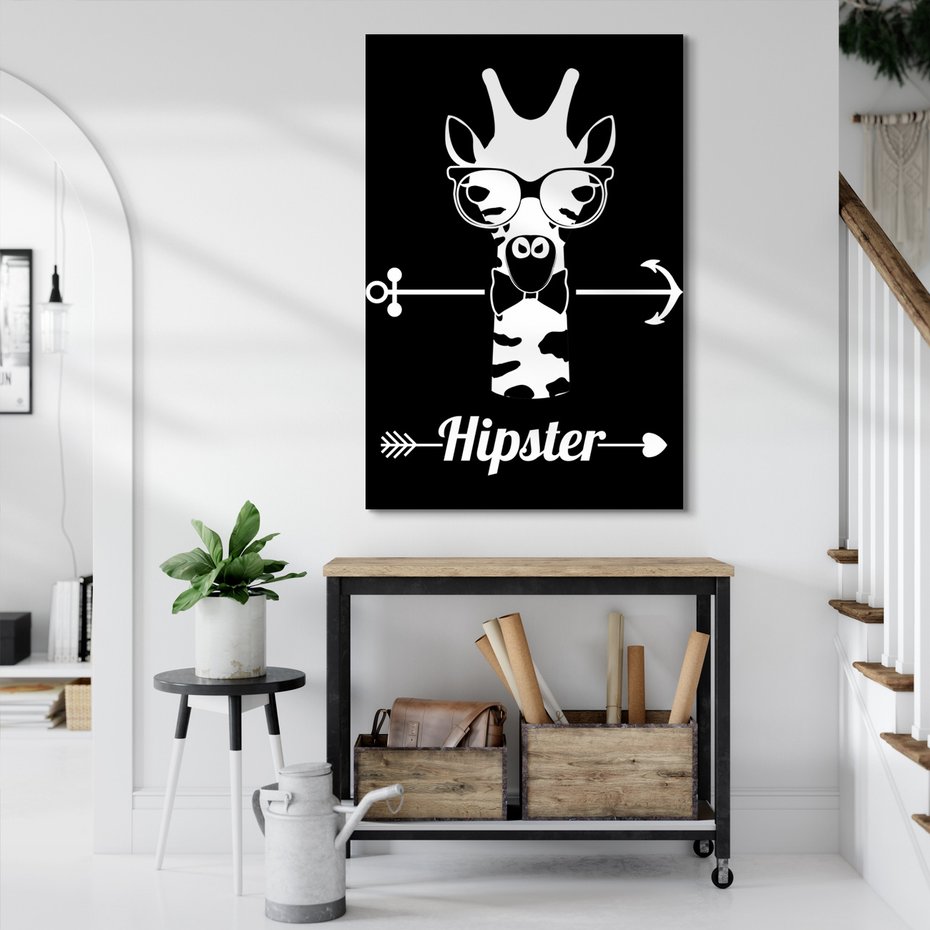 Obraz na płótnie - żyrafa, hipster, grafika