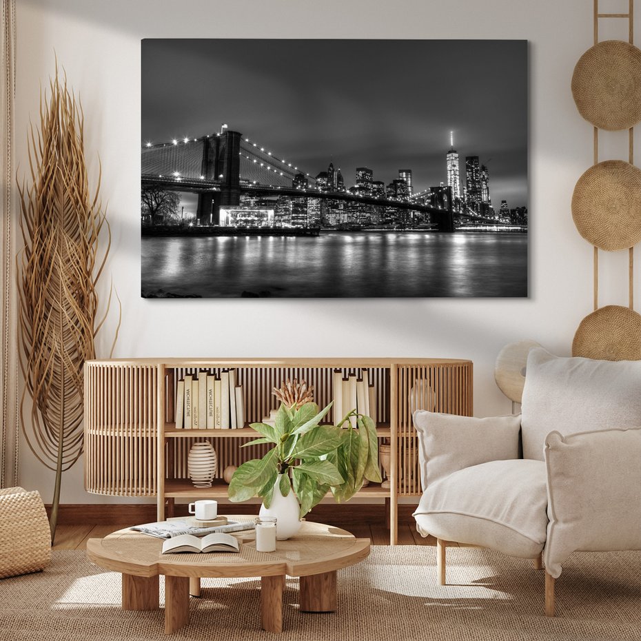 Obraz na płótnie - most, miasto, noc
